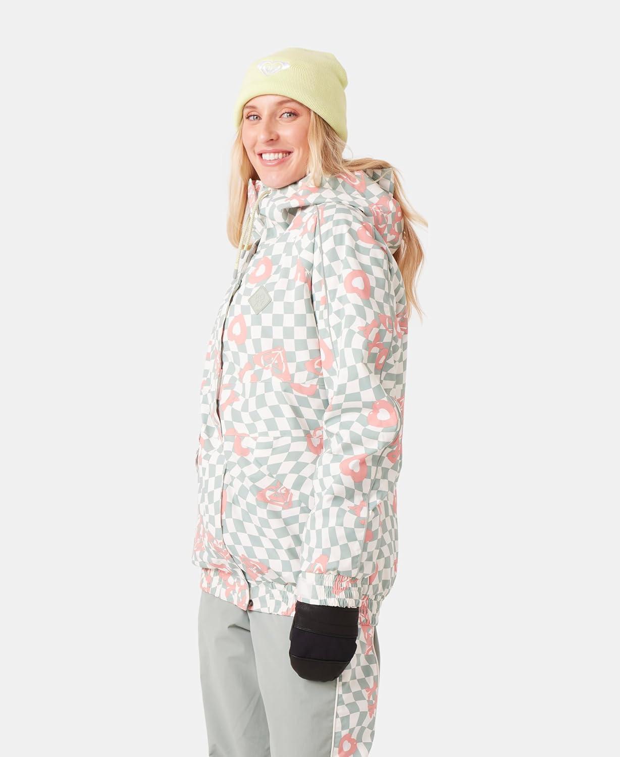 imageRoxy Womens High Ridge Hoodie Snowboard Jacket 10k Waterproof Insulated Ski JacketHeart