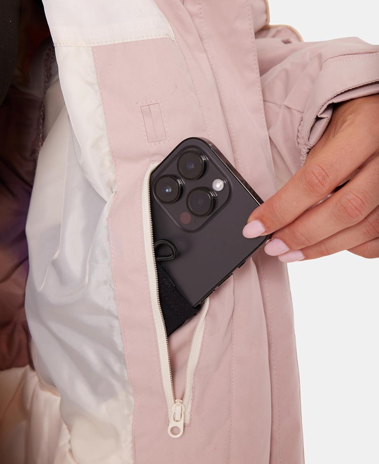 imageRoxy Womens High Ridge Hoodie Snowboard Jacket 10k Waterproof Insulated Ski JacketRose Combo