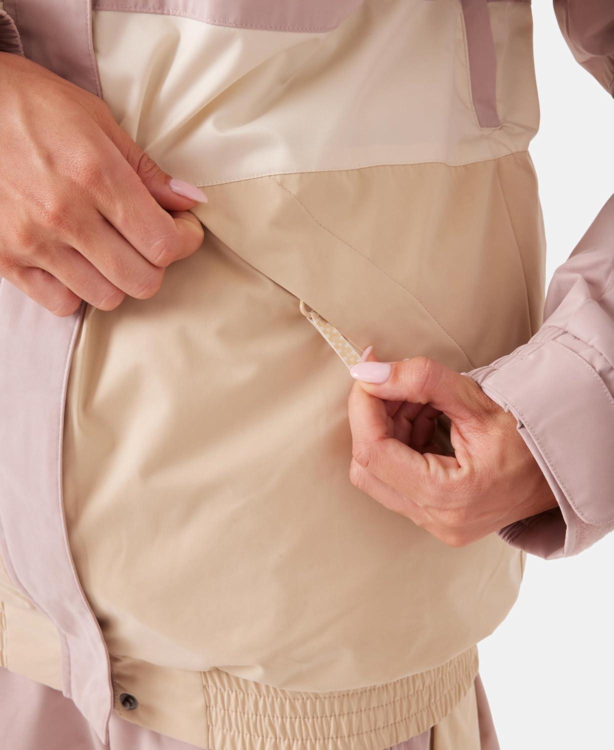 imageRoxy Womens High Ridge Hoodie Snowboard Jacket 10k Waterproof Insulated Ski JacketRose Combo