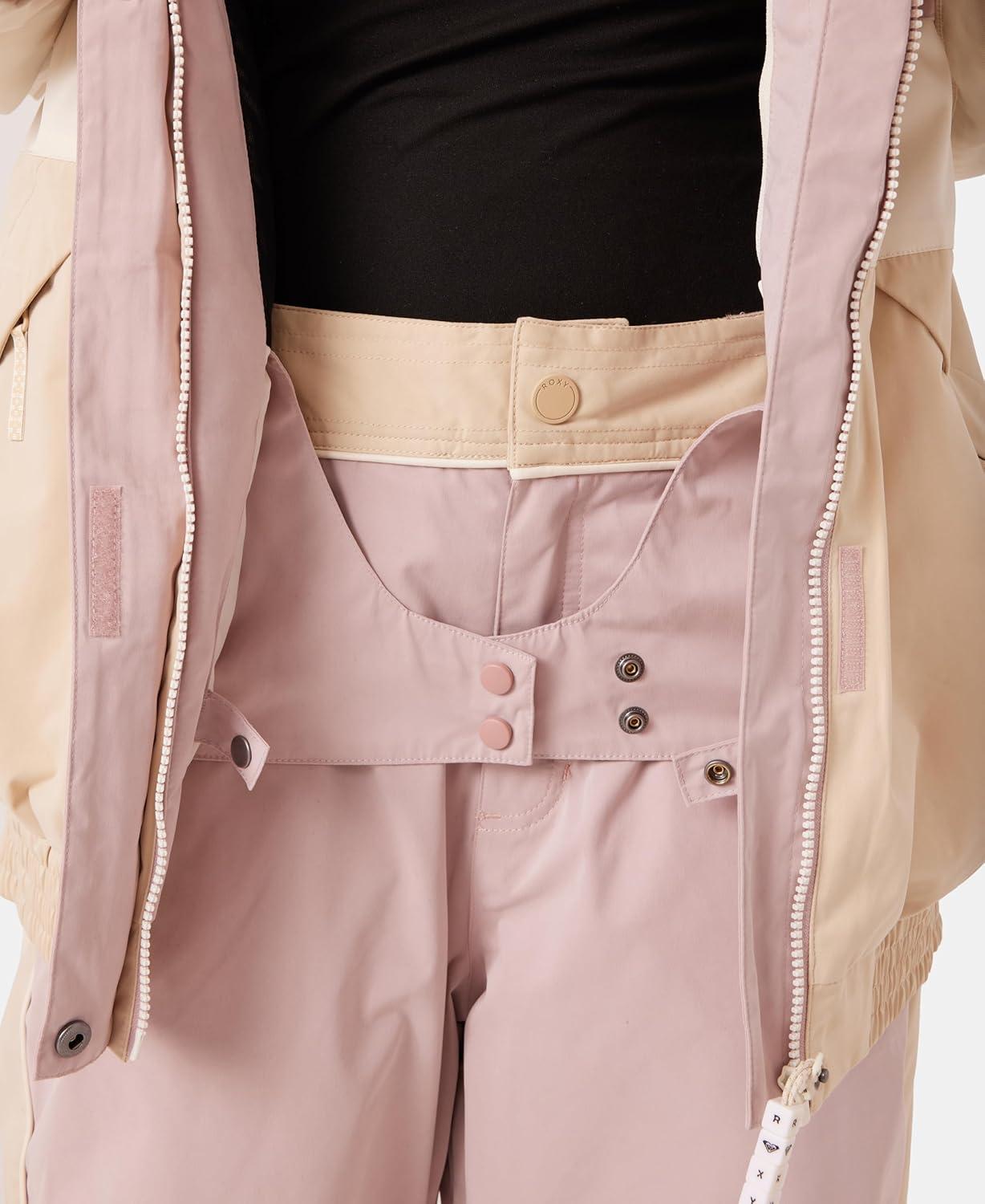 imageRoxy Womens High Ridge Hoodie Snowboard Jacket 10k Waterproof Insulated Ski JacketRose Combo