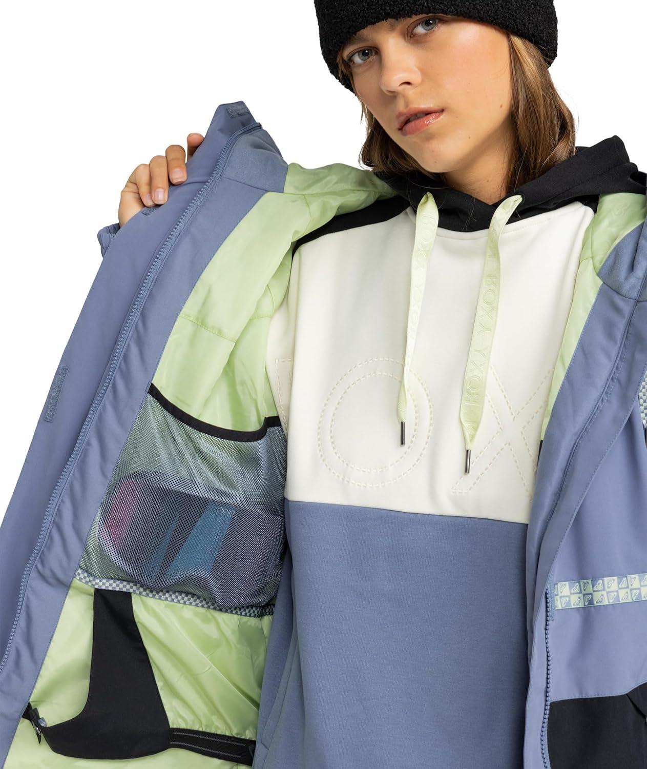imageRoxy Womens High Ridge Hoodie Snowboard Jacket 10k Waterproof Insulated Ski JacketWild Wind