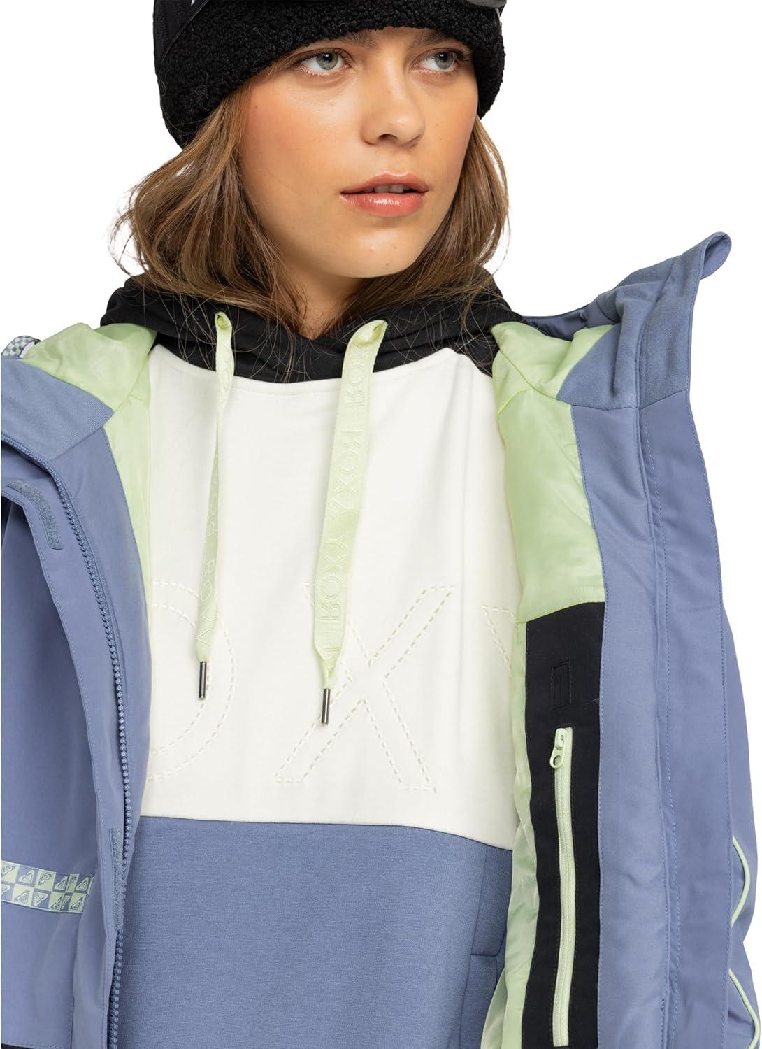 imageRoxy Womens High Ridge Hoodie Snowboard Jacket 10k Waterproof Insulated Ski JacketWild Wind