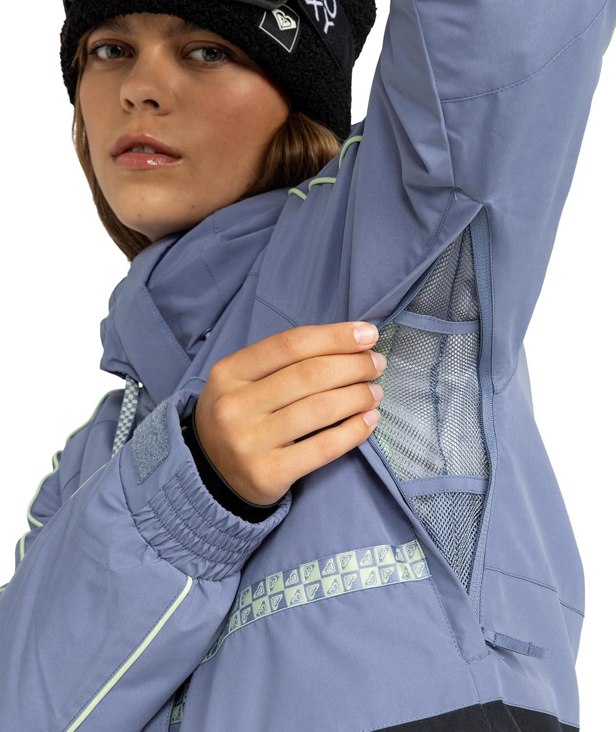 imageRoxy Womens High Ridge Hoodie Snowboard Jacket 10k Waterproof Insulated Ski JacketWild Wind