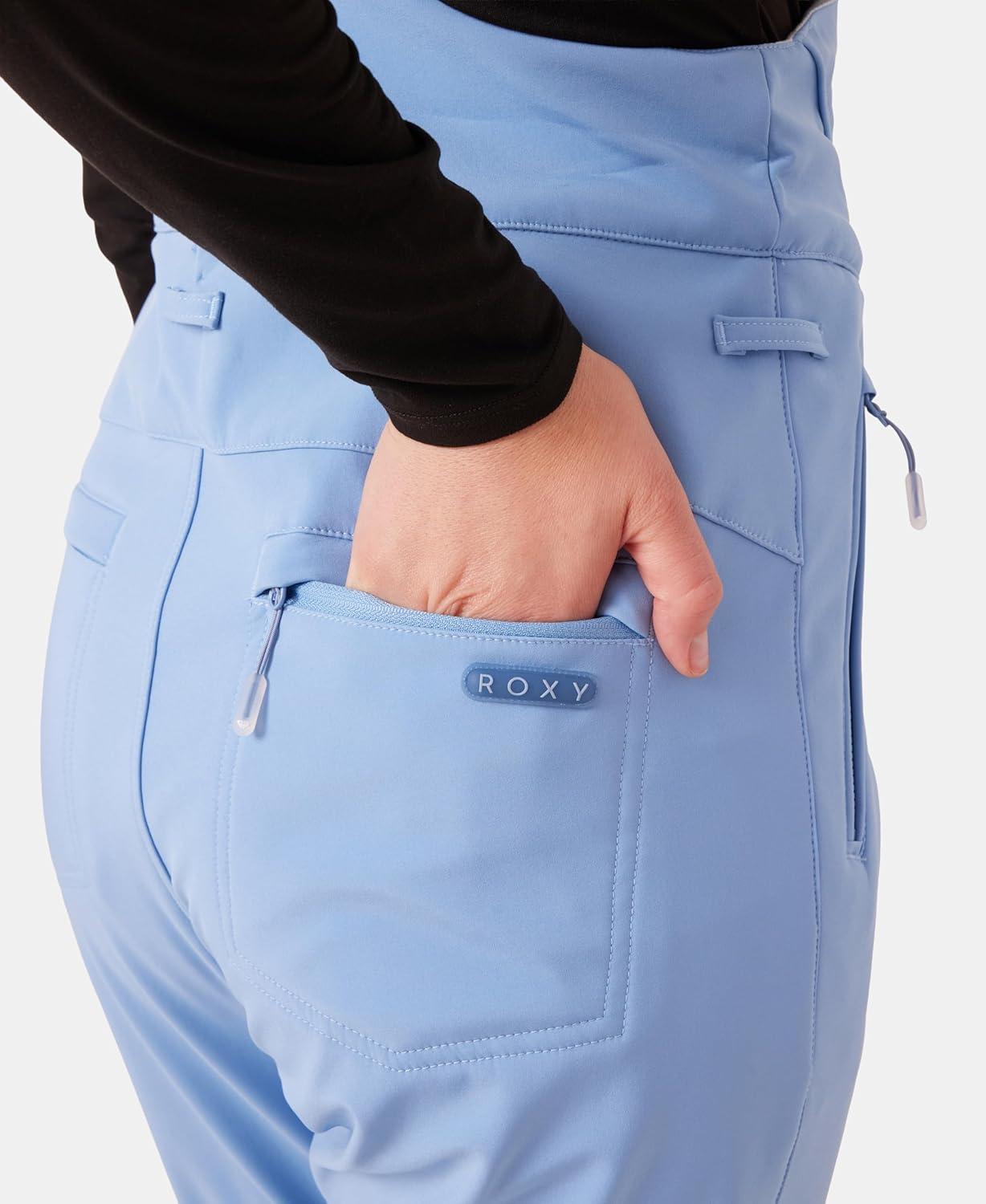 imageRoxy womens Summit Softshell Bib Pants 15k Waterproof Slim Fit Snow Bib Stretch Fabric Knee PaddingAllure