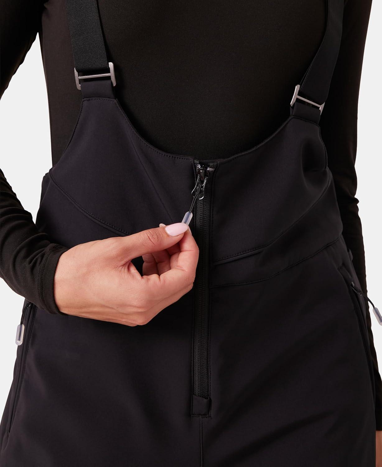 imageRoxy womens Summit Softshell Bib Pants 15k Waterproof Slim Fit Snow Bib Stretch Fabric Knee PaddingBlack