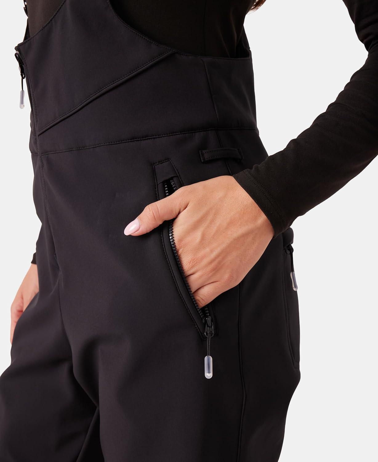 imageRoxy womens Summit Softshell Bib Pants 15k Waterproof Slim Fit Snow Bib Stretch Fabric Knee PaddingBlack