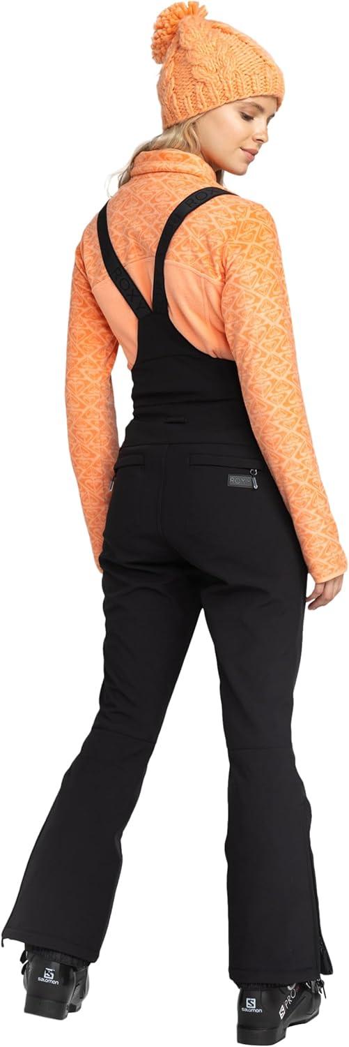 imageRoxy womens Summit Softshell Bib Pants 15k Waterproof Slim Fit Snow Bib Stretch Fabric Knee PaddingOnyx