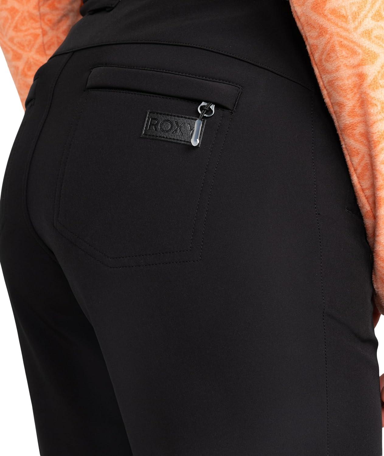 imageRoxy womens Summit Softshell Bib Pants 15k Waterproof Slim Fit Snow Bib Stretch Fabric Knee PaddingOnyx