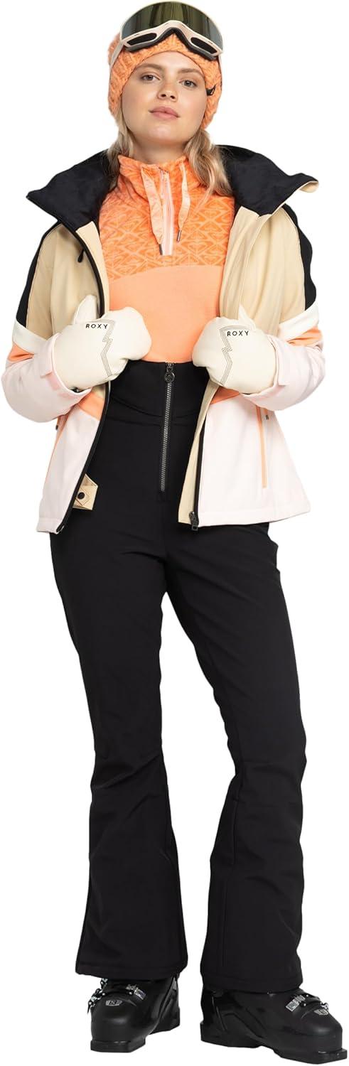 imageRoxy womens Summit Softshell Bib Pants 15k Waterproof Slim Fit Snow Bib Stretch Fabric Knee PaddingOnyx