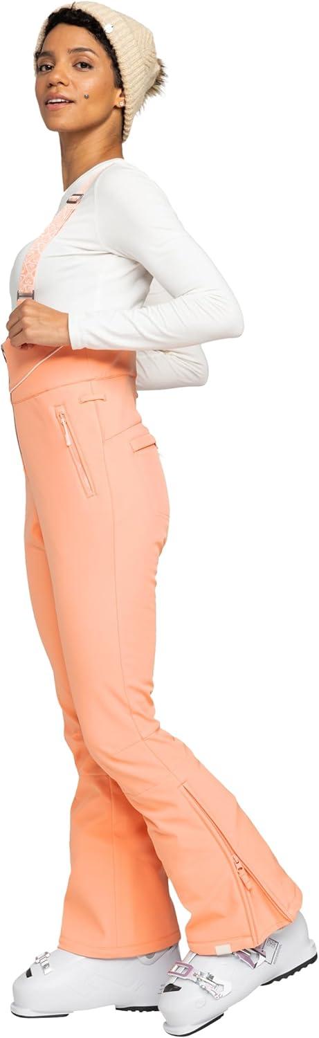 imageRoxy womens Summit Softshell Bib Pants 15k Waterproof Slim Fit Snow Bib Stretch Fabric Knee PaddingPink
