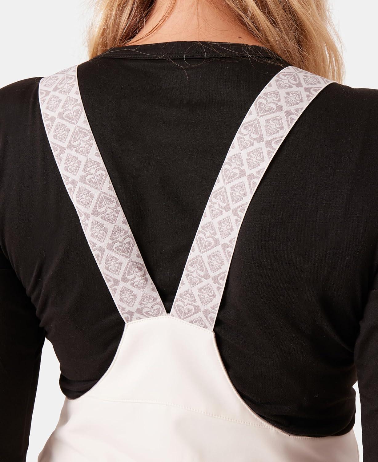 imageRoxy womens Summit Softshell Bib Pants 15k Waterproof Slim Fit Snow Bib Stretch Fabric Knee PaddingWhite