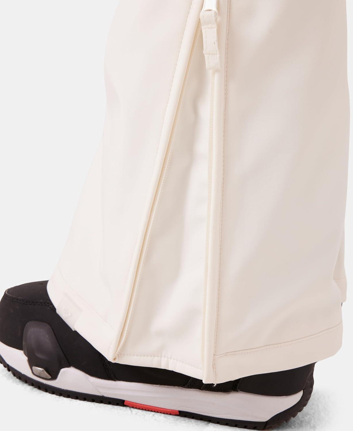 imageRoxy womens Summit Softshell Bib Pants 15k Waterproof Slim Fit Snow Bib Stretch Fabric Knee PaddingWhite