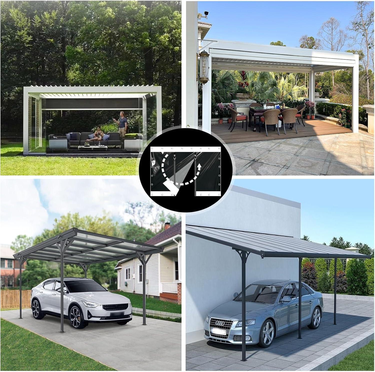 imageTransparent TarpaulinPVC Clear Waterproof Tarpaulin Side Panels with Zipper Outdoor Weatherproof Clear Tarp Curtainsfor Pergola Patio Porch GazeboHeavyDuty 700 gm Size H26xW9mH85xW295ftH3xW10mH98xW328ft