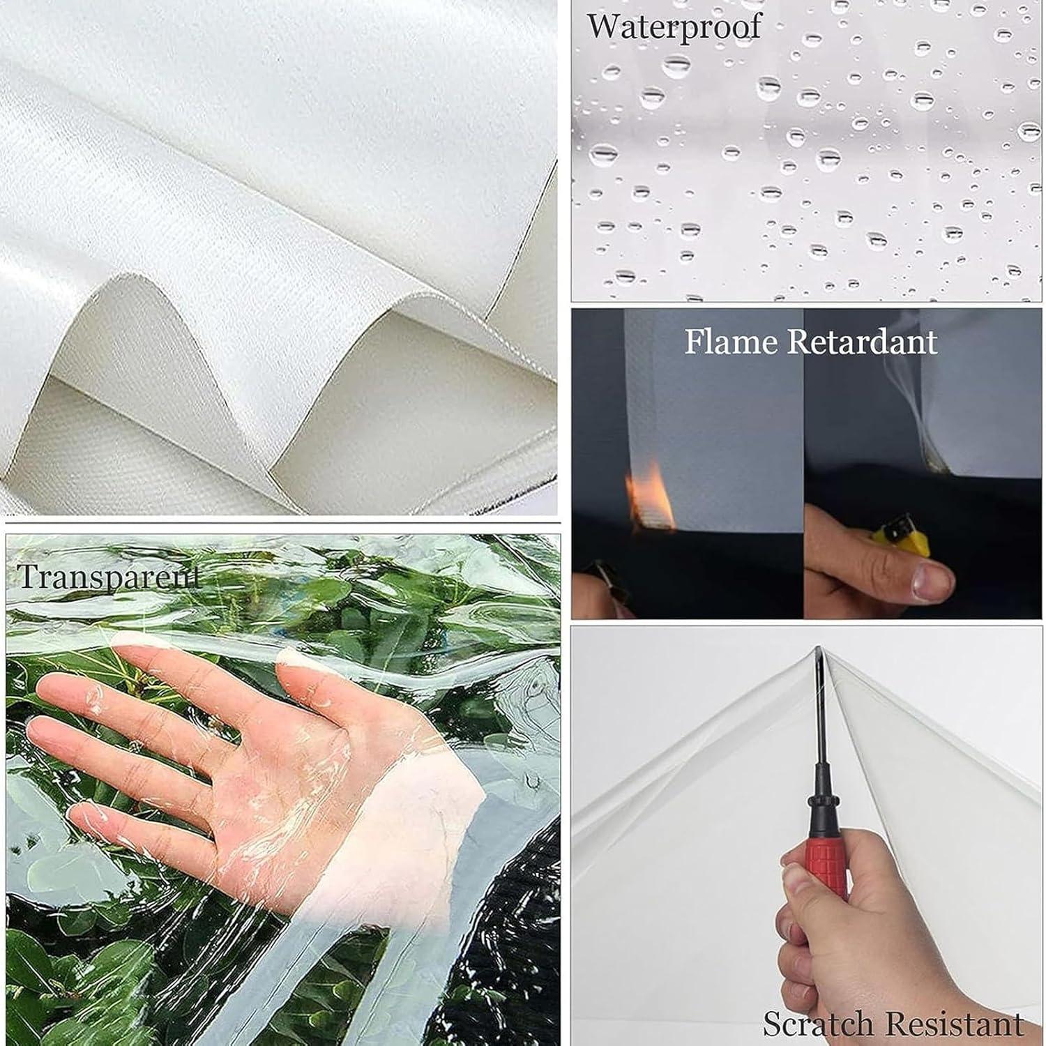 imageTransparent TarpaulinPVC Clear Waterproof Tarpaulin Side Panels with Zipper Outdoor Weatherproof Clear Tarp Curtainsfor Pergola Patio Porch GazeboHeavyDuty 700 gm Size H26xW9mH85xW295ftH3xW10mH98xW328ft