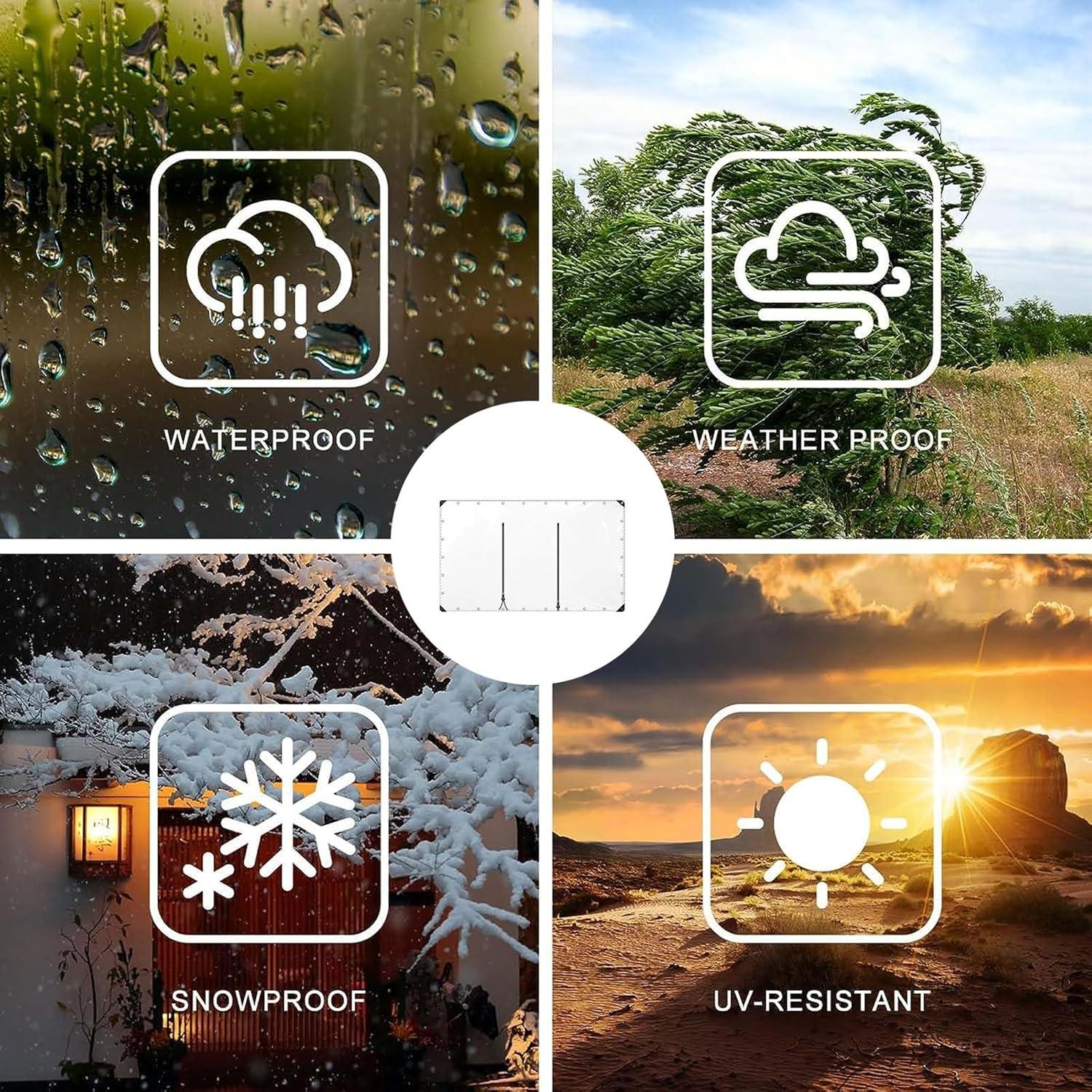 imageTransparent TarpaulinPVC Clear Waterproof Tarpaulin Side Panels with Zipper Outdoor Weatherproof Clear Tarp Curtainsfor Pergola Patio Porch GazeboHeavyDuty 700 gm Size H26xW9mH85xW295ftH3xW10mH98xW328ft