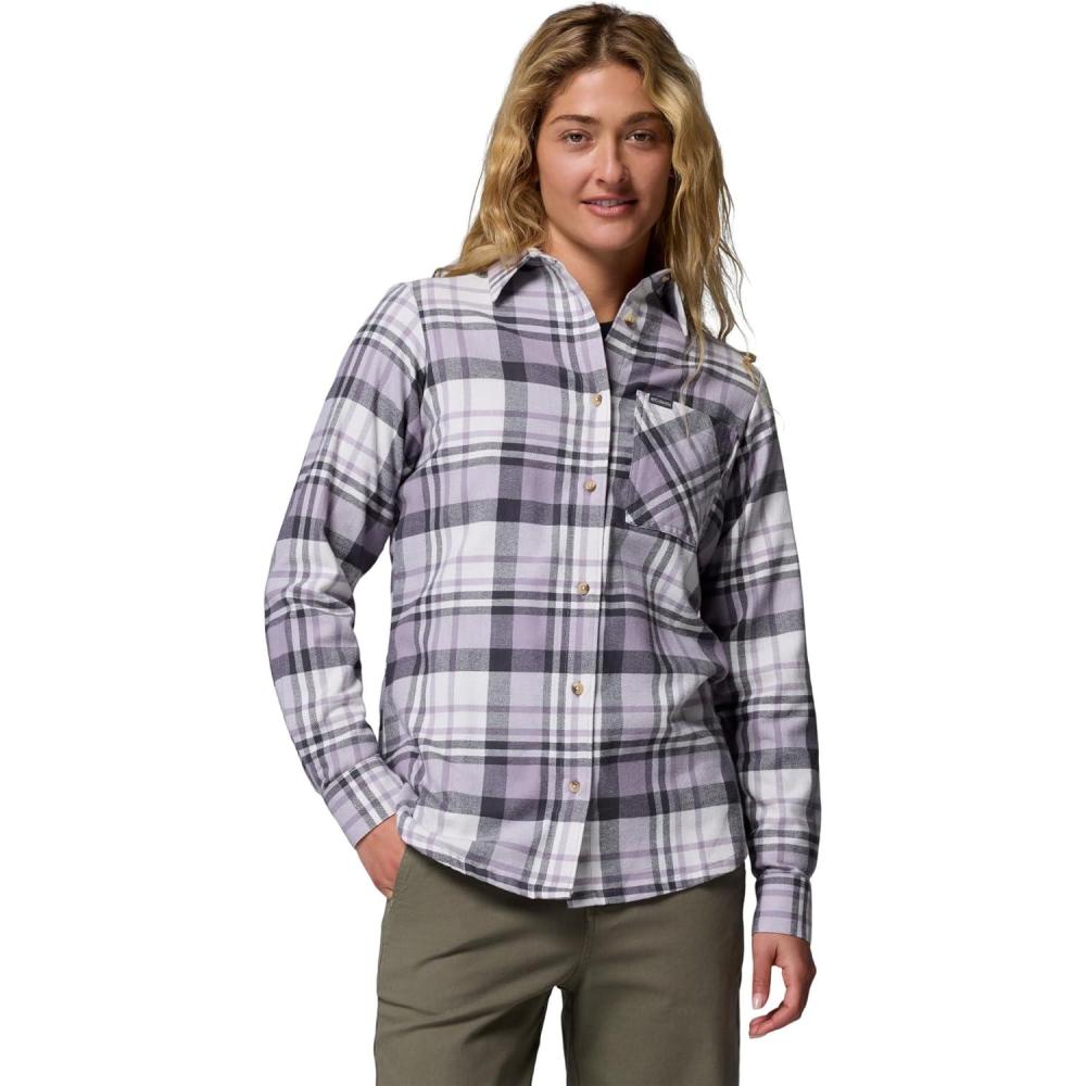imageColumbia Womens Calico Basin Flannel Long Sleeve ShirtShark Multiplaid