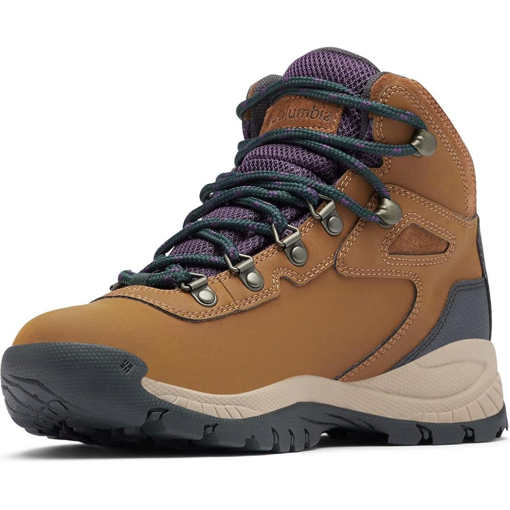 imageColumbia Womens Newton Ridge Plus Waterproof Amped Hiking BootLight BrownCyber Purple