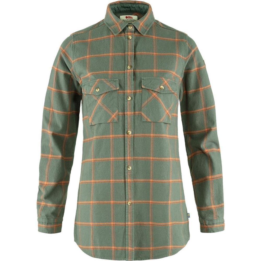 imageFjallraven F84134614242S Ovik Twill Shirt LS W Patina GreenDesert Brown S