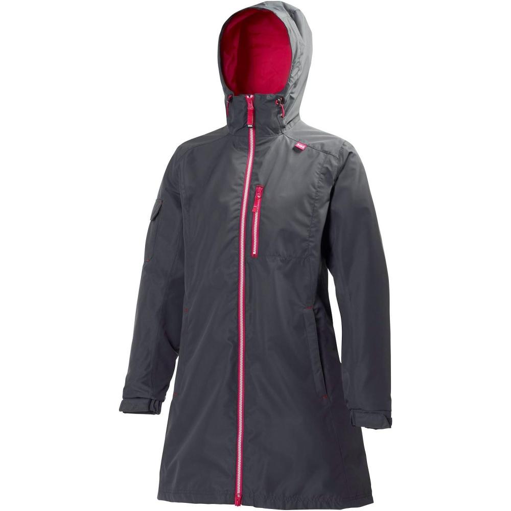 imageHelly Hansen Womens Long Belfast Lightweight Waterproof Windproof Breathable Raincoat Jacket with HoodCharcoal