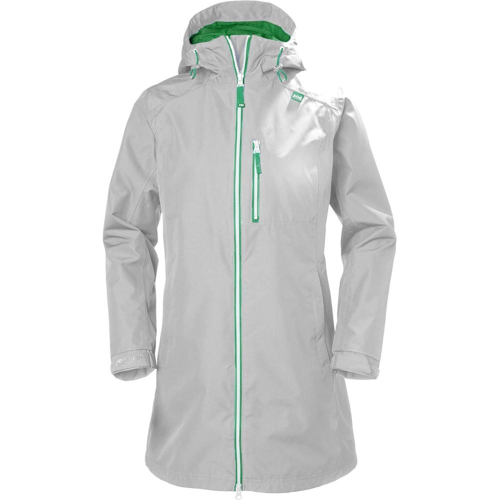 imageHelly Hansen Womens Long Belfast Lightweight Waterproof Windproof Breathable Raincoat Jacket with HoodGrey Fog