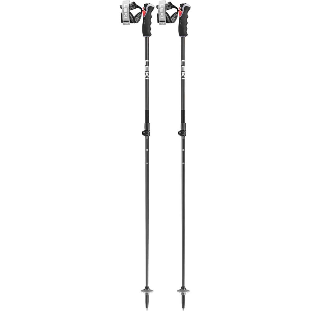 imageLEKI Peak Vario 3D Adjustable Ski Poles for Alpine SkiingBlackDark AnthraciteOrange