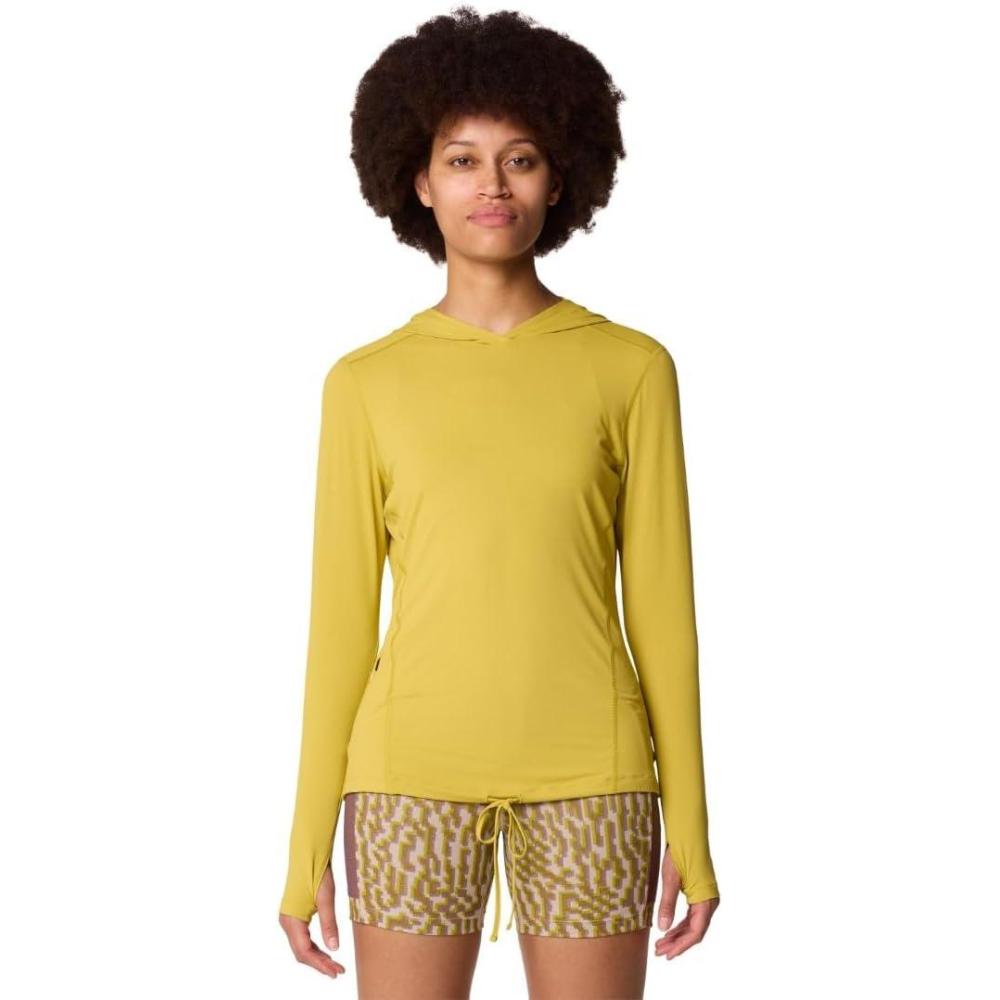 imageMountain Hardwear Womens Crater Lake Long Sleeve Hoody for Hiking Camping Backpacking and Casual WearBright Olive