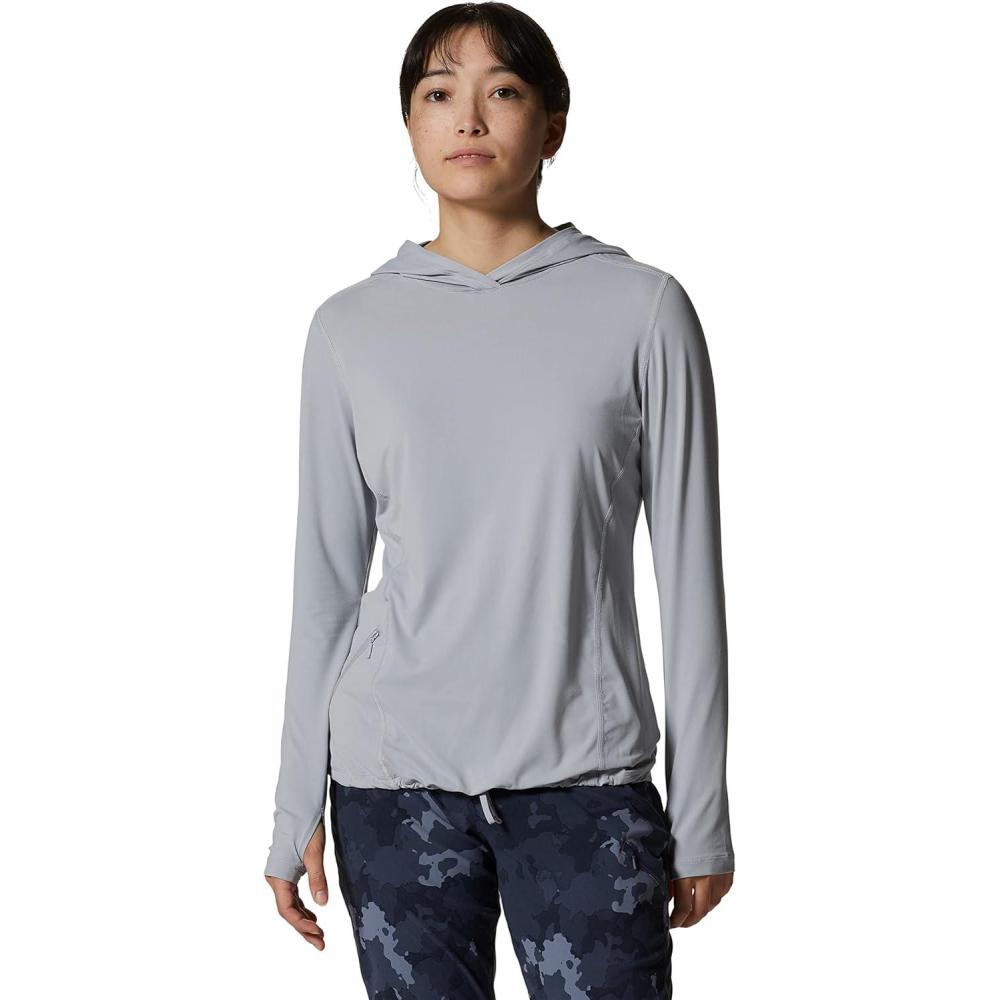 imageMountain Hardwear Womens Crater Lake Long Sleeve Hoody for Hiking Camping Backpacking and Casual WearGlacial