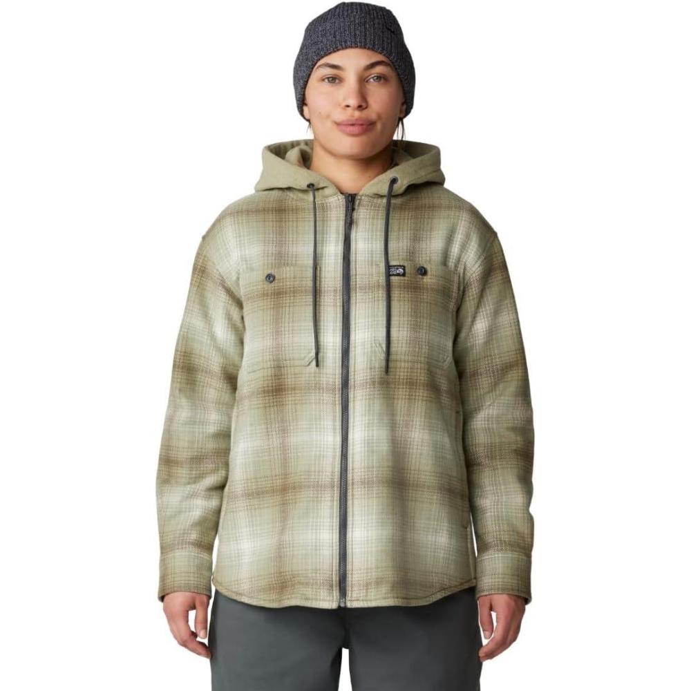 imageMountain Hardwear Womens Plusher Microchill Lined ShirtWhite Sage Ombre Buffalo Check