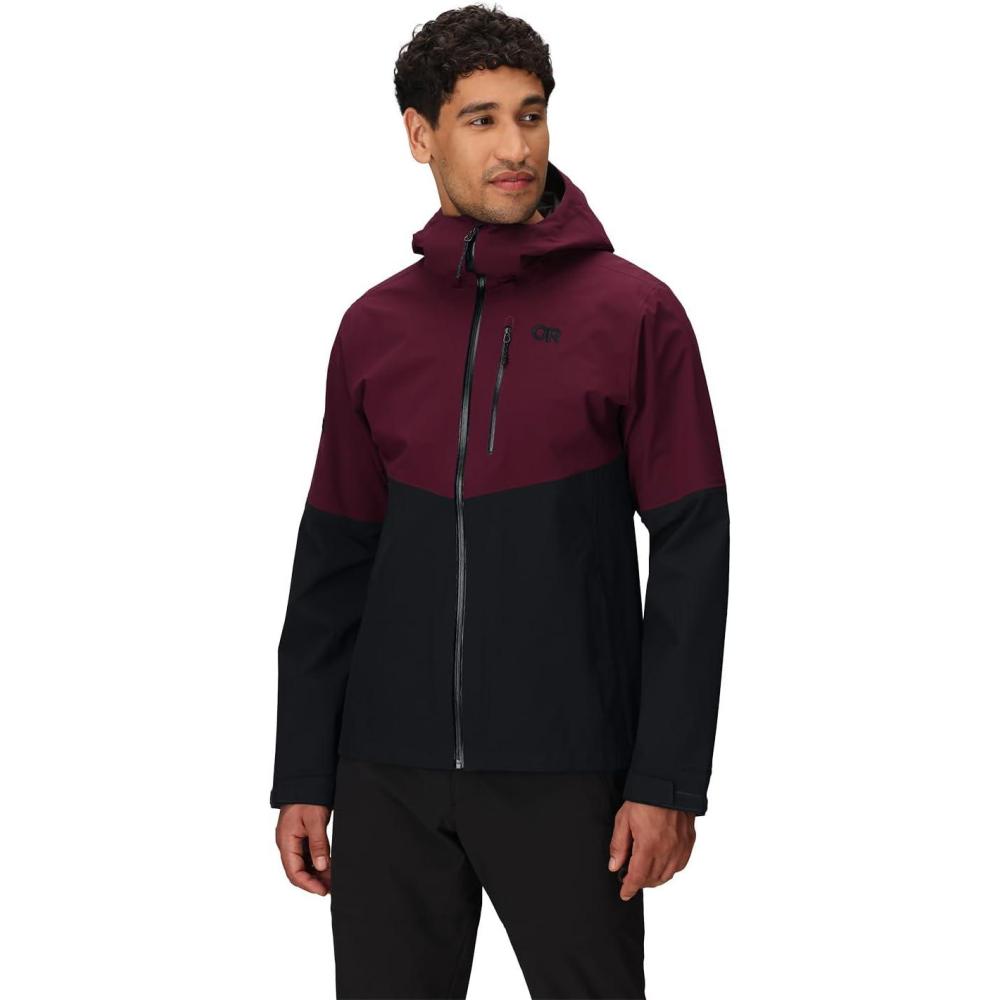 imageOutdoor Research Mens Foray 3L Jacket Waterproof Windproof Hooded Long Sleeve Standard FitWinterberryBlack