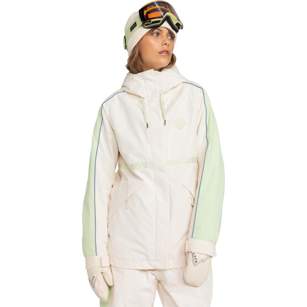 imageRoxy Womens High Ridge Hoodie Snowboard Jacket 10k Waterproof Insulated Ski JacketCream