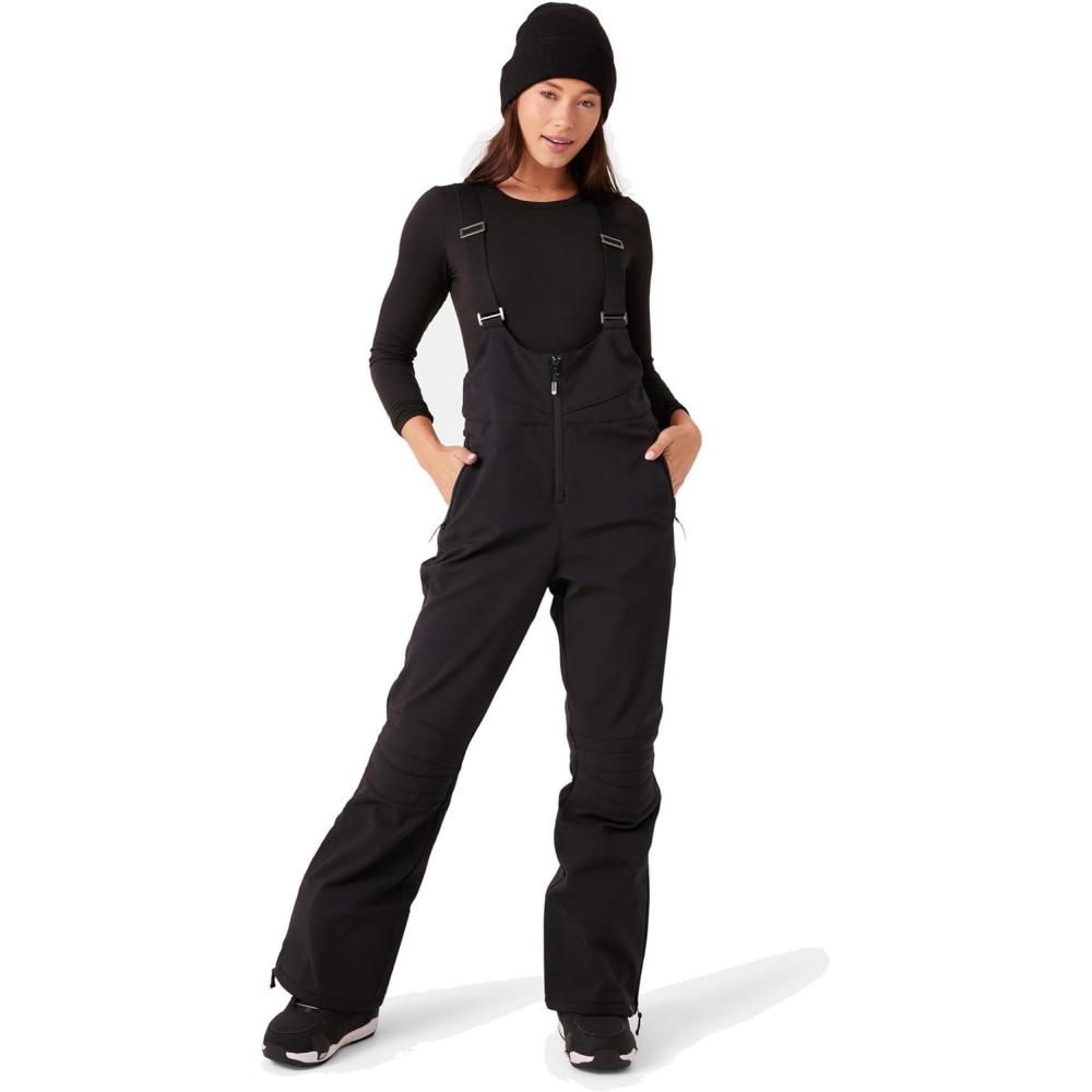 imageRoxy womens Summit Softshell Bib Pants 15k Waterproof Slim Fit Snow Bib Stretch Fabric Knee PaddingBlack