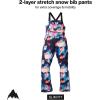Burton Women’s Reserve 2-Layer Stretch Bib Pants – Waterproof Winter Snowboard Bib Pants with Stretch Fit(Floral Blur)