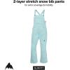 Burton Women’s Reserve 2-Layer Stretch Bib Pants – Waterproof Winter Snowboard Bib Pants with Stretch Fit(Light Teal)
