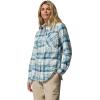Columbia Women’s Calico Basin Flannel Long Sleeve Shirt(Crushed Blue Multiplaid)