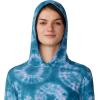 Mountain Hardwear Women’s Crater Lake Long Sleeve Hoody for Hiking, Camping, Backpacking, and Casual Wear(Baltic Blue Spore Dye Print)