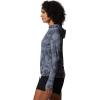 Mountain Hardwear Women’s Crater Lake Long Sleeve Hoody for Hiking, Camping, Backpacking, and Casual Wear(Blue Slate Scattered Dye Print)