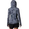 Mountain Hardwear Women’s Crater Lake Long Sleeve Hoody for Hiking, Camping, Backpacking, and Casual Wear(Blue Slate Scattered Dye Print)