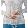 Mountain Hardwear Women’s Crater Lake Long Sleeve Hoody for Hiking, Camping, Backpacking, and Casual Wear(Grey Ice Spore Dye Print)