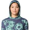 Mountain Hardwear Women’s Crater Lake Long Sleeve Hoody for Hiking, Camping, Backpacking, and Casual Wear(Lapis Dusk Spore Dye Print)