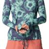 Mountain Hardwear Women’s Crater Lake Long Sleeve Hoody for Hiking, Camping, Backpacking, and Casual Wear(Lapis Dusk Spore Dye Print)