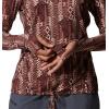 Mountain Hardwear Women’s Crater Lake Long Sleeve Hoody for Hiking, Camping, Backpacking, and Casual Wear(Washed Raisin Geo Print)