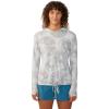 Mountain Hardwear Women’s Crater Lake Long Sleeve Hoody for Hiking, Camping, Backpacking, and Casual Wear(Grey Ice Spore Dye Print)