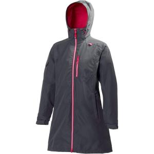 Helly Hansen Women’s Long Belfast Lightweight Waterproof Windproof Breathable Raincoat Jacket with Hood(Charcoal)