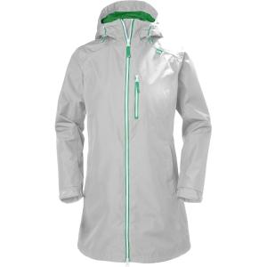 Helly Hansen Women’s Long Belfast Lightweight Waterproof Windproof Breathable Raincoat Jacket with Hood(Grey Fog)