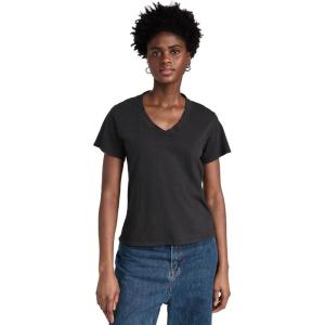 perfectwhitetee Women’s Hendrix Cotton Boxy V Neck Tee(Vintage Black)