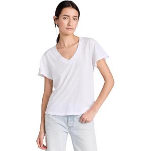 perfectwhitetee Women’s Hendrix Cotton Boxy V Neck Tee(White)