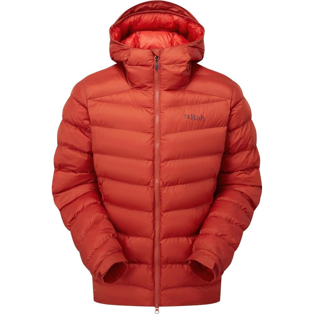 imageRab Mens Nebitron Pro Hooded Jacket Lightweight ampamp Insulated for Hiking ampamp MountainTuscan Red