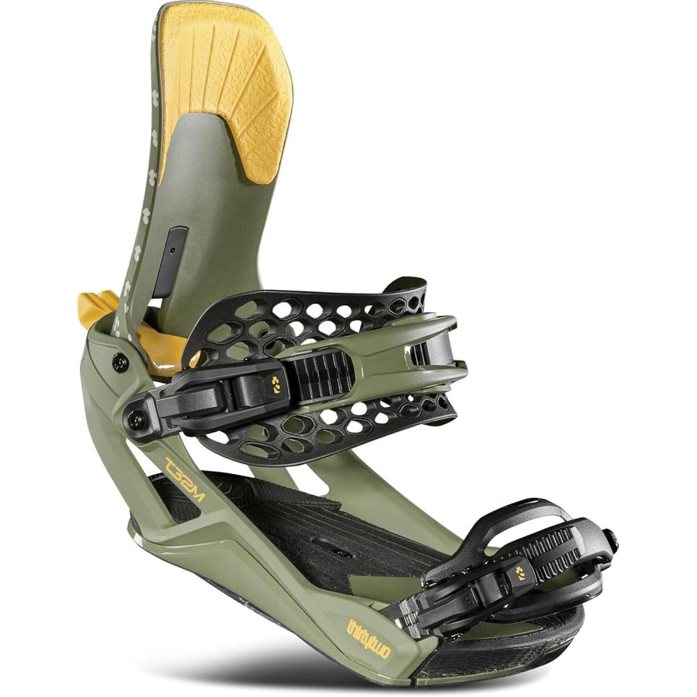 imageThirtyTwo T32M Fase Snowboard Bindings Bradshaw Pro Model with MediumStiff Flex ampamp Asym SupportGREEN