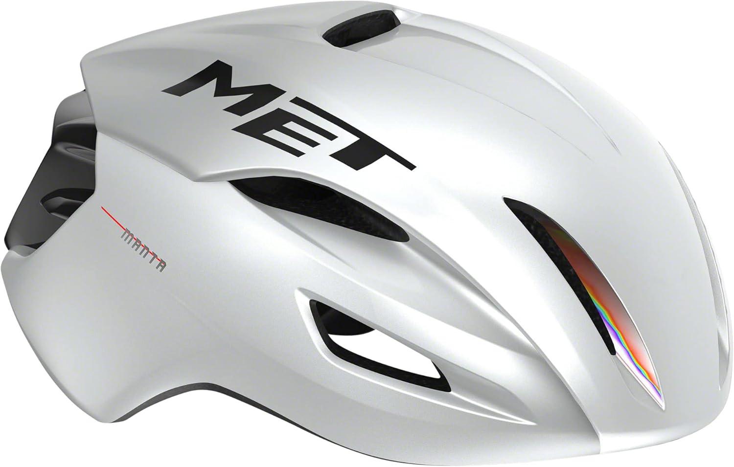 imageMET Manta MIPS Aero Road Bike Helmet Lightweight Aerodynamic Cycling Helmet for Adults Internal Air Channeling MIPSC2 Tech Sunglasses PortWhite Holographic Glossy