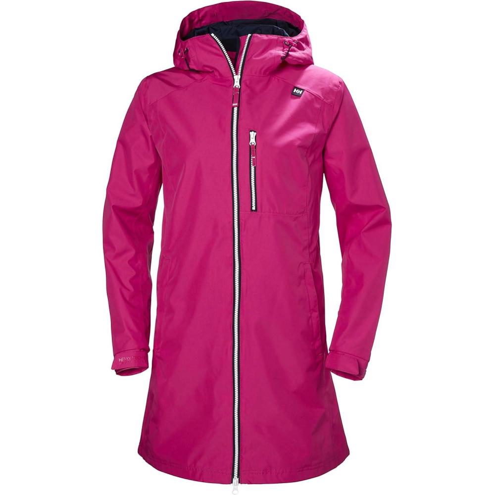 imageHelly Hansen Womens Long Belfast Lightweight Waterproof Windproof Breathable Raincoat Jacket with HoodDragon Fruit